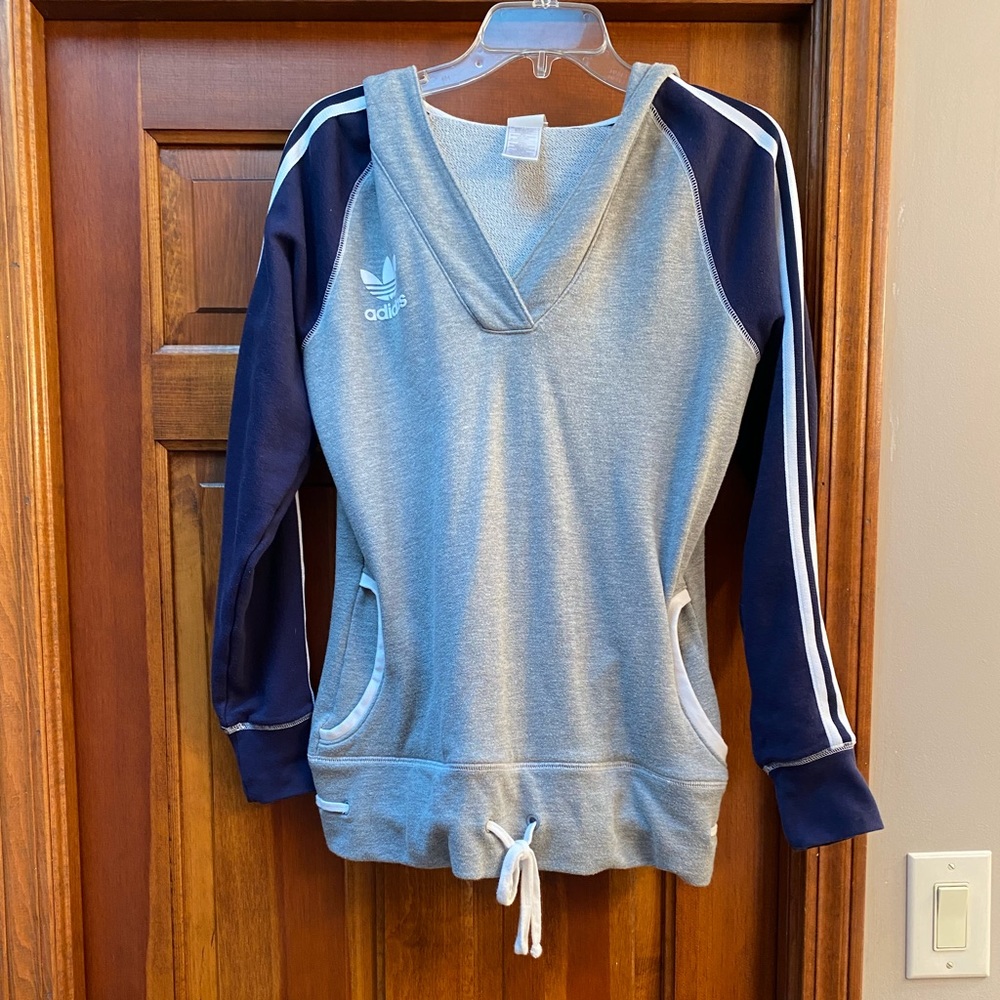 Womens adidas hoodie size M.  Gray with navy